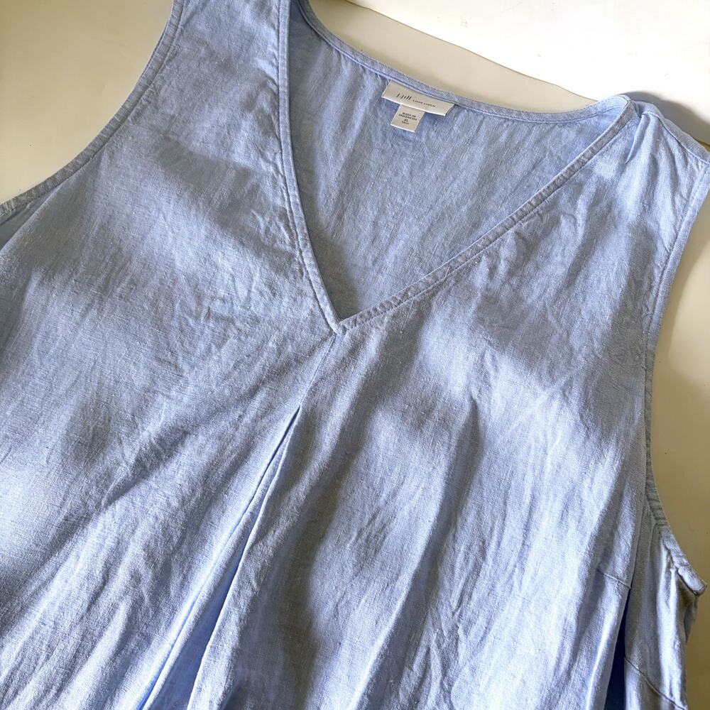 J.Jill 100% Linen A-Line Sleeveless Midi Dress Cornflower Multi Size XL - Picture 8 of 13